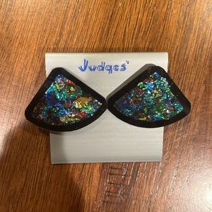 Rainbow iridescent triangle earrings